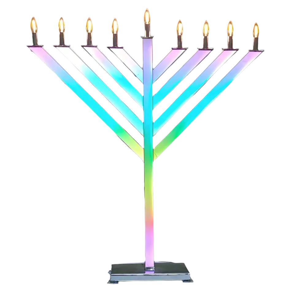 3Ft  Lux Menorah – Multi-Color LED Remote-Controlled  Hanukkah Display - Main Image